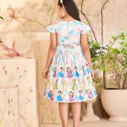 Aarika Girls Pink & Blue Printed Dress image 2