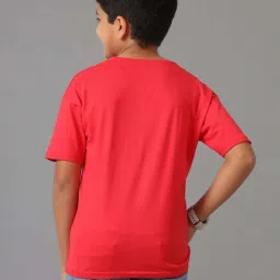 Under Fourteen Only Kids Red Cotton Printed T-Shirt image 2