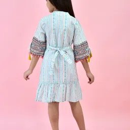 Juniper Girls Blue Printed Midi Dress image 2