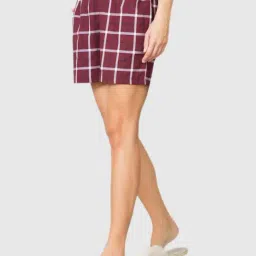 Van Heusen Maroon Checks Shorts image 3