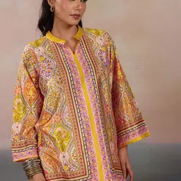 LABEL AARNA Golden Heritage Women Silk Crepe With Digital Print Co-ord Set image 4