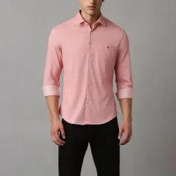 Louis Philippe Pink Cotton Slim Fit Self Pattern Shirt-picture-16