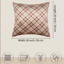 Tesmare Set of 2 Checked HD Printed Washable Velvet Square Cushion Covers image 2