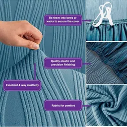 Stylista Blue Polyester Sofa Cover With Arms image 4