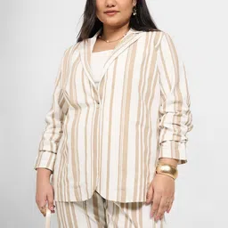 Honey Curvytude by Pantaloons Women Striped Tailored Jacket-picture-42