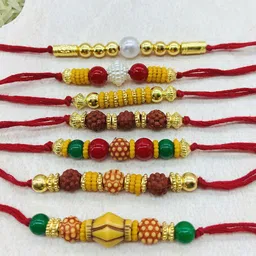 GADINFASHION Set Of 7 Artificial Beaded Thread Rakhi image 3