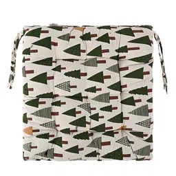 Kuber Industries Brown & Green 2 Pieces Checked & Printed Cotton Chair Pads image 3