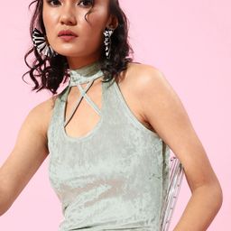 KASSUALLY Women Beautiful Off white Solid Velvet Dress-picture-31