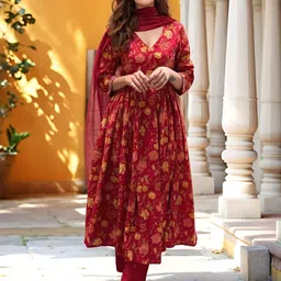 Aaghnya Women Red Kurta Sets-picture-4