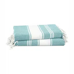 LANE LINEN Blue & White 2 Pieces Striped Pure Cotton Beach Towels-picture-31