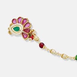 ATIBELLE Gold-Plated Artificial Stones and Beads Chained Nosepin image 3