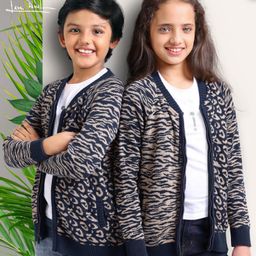 arias by lara dutta Arias Acrylic Knit Full Sleeve Sweater With All Over Jacquard Design - Navy And Beige-picture-11