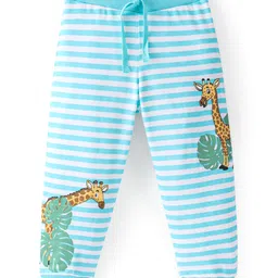 Babyhug Cotton Knit Full Length Lounge Pant Stripes & Giraffe Print- Blue-image-10