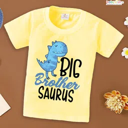 babywish Cotton Spun Raksha Bandhan Theme Half Sleeves  Big Brother Saurus Text Printed Tee - Lemon Yellow-picture-22