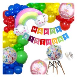 Bubble Trouble Rainbow Theme Birthday Decorations for Kids Party, Girls, Boys - Multicolor Theme Birthday Decorations - Cloud Theme Birthday Decorations for Girls-picture-3