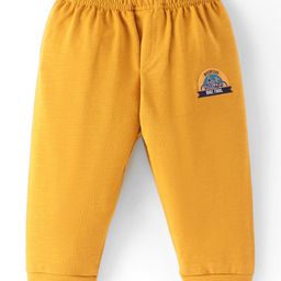 Ollypop Single Jersey Full Length Lounge Pant with Text Patch - Yellow-picture-45