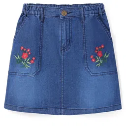 Pine Kids Washed Above Knee Length Denim Skirt - Navy Blue-picture-25