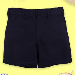 Kiddopanti Cotton Solid Shorts - Navy Blue image 1
