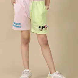 Kidsville Mickey & Friends Featuring Characters Printed Shorts - Pink & Yellow-image-56