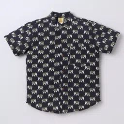 Aww Hunnie Cambric Woven Half Sleeves Elephants Printed Shirt - Black-picture-17