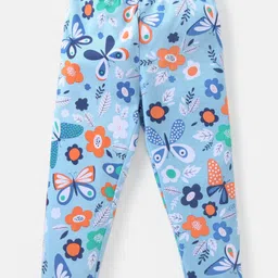 Babyhug Cotton Knit  Full Length Striped Leggings with Polka Dots & Floral Print Pack of 3 - Multicolour image 2