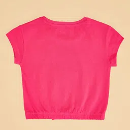 Pantaloons Junior Cotton Half Sleeves Printed Tee - Pink image 3