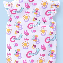Babyhug 100% Cotton Knit Front Open Vest Floral & Heart Print Pack of 3 -White Pink & Yellow image 3