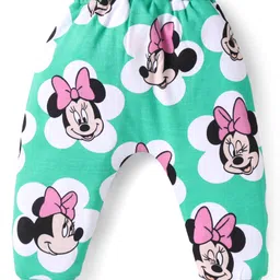 Babyhug Disney Interlock Knit Full Length Diaper Legging with Minnie Mouse Graphics Pack of 3 - Pink Green & Orange image 3