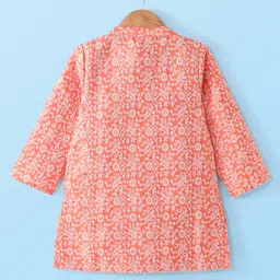 Babyhug Full Sleeves Brocade Kurta Pyjama Set - Orange image 4