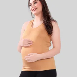 TUMMY Sleeveless Solid Maternity Nursing Tank Top - Beige image 5