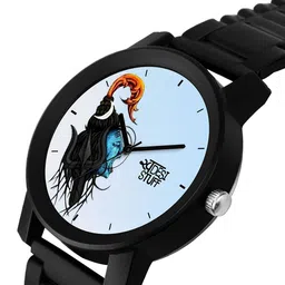 SWADESI STUFF Men Black Printed Dial & Black Analogue Watch metal black 20b image 2