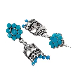 Silvermerc Designs Silver-Plated & Blue Contemporary Drop Earrings image 3