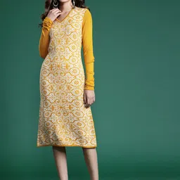 Sangria Ethnic Motifs Woven Designed Acrylic Jumper Dress image 5