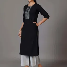 Libas Black Embellished Straight Kurta image 2