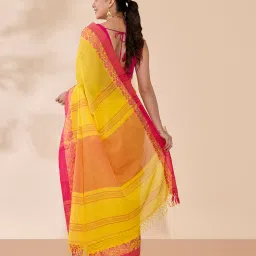 Taneira Yellow Floral Saree With Unstitched Blouse image 2