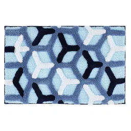 OBSESSIONS Cobalt Polyester Abstract Anti Skid Bath Mat (Small) image 2