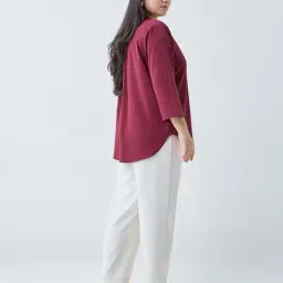 Gia by Westside Maroon Solid Top image 2