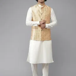 See Designs Gold & White Regular Fit Self Pattern Ethnic Set-picture-17