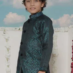 VASTRAMAY Boys Green Floral Full Sleeves Blazer image 2