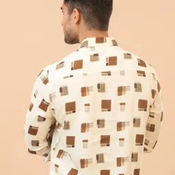 The Bleu Label Cream Cotton Slim Fit Printed Shirt image 2