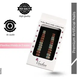 Venihea Brown Marble Artificial Nails - Set of 24 image 2