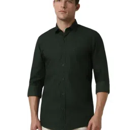 Peter England Green Cotton Slim fit Checks Shirts-picture-32