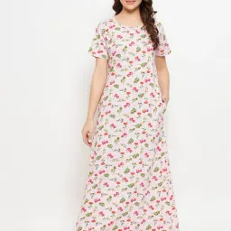 Clovia Pink Printed Nighty-picture-15