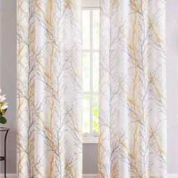 Urban Space White & Yellow Cotton 7 Ft. Door Curtain With Stianless Steel Rings - Set of 2-picture-8