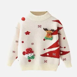 Little Surprise Box Kids White Applique Full Sleeves Sweater-picture-31