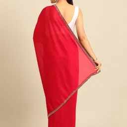 Mohey Red Embellished Saree With Blouse image 2