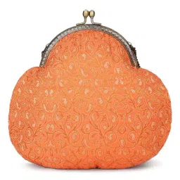 Tarini Nirula Araa Orange Embroidered Small Clutch image 2