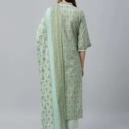 Libas Green Cotton Printed Kurta & Palazzo Set With Dupatta image 2