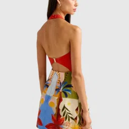 forever new Keely Halter Neck Linen Mini Dress image 2