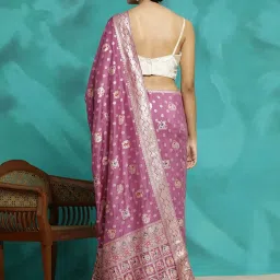 Jaipur Kurti Lavender Woven Saree With Unstitched Blouse image 2